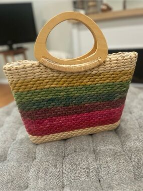 Vintage Cappelli rainbow straw purse